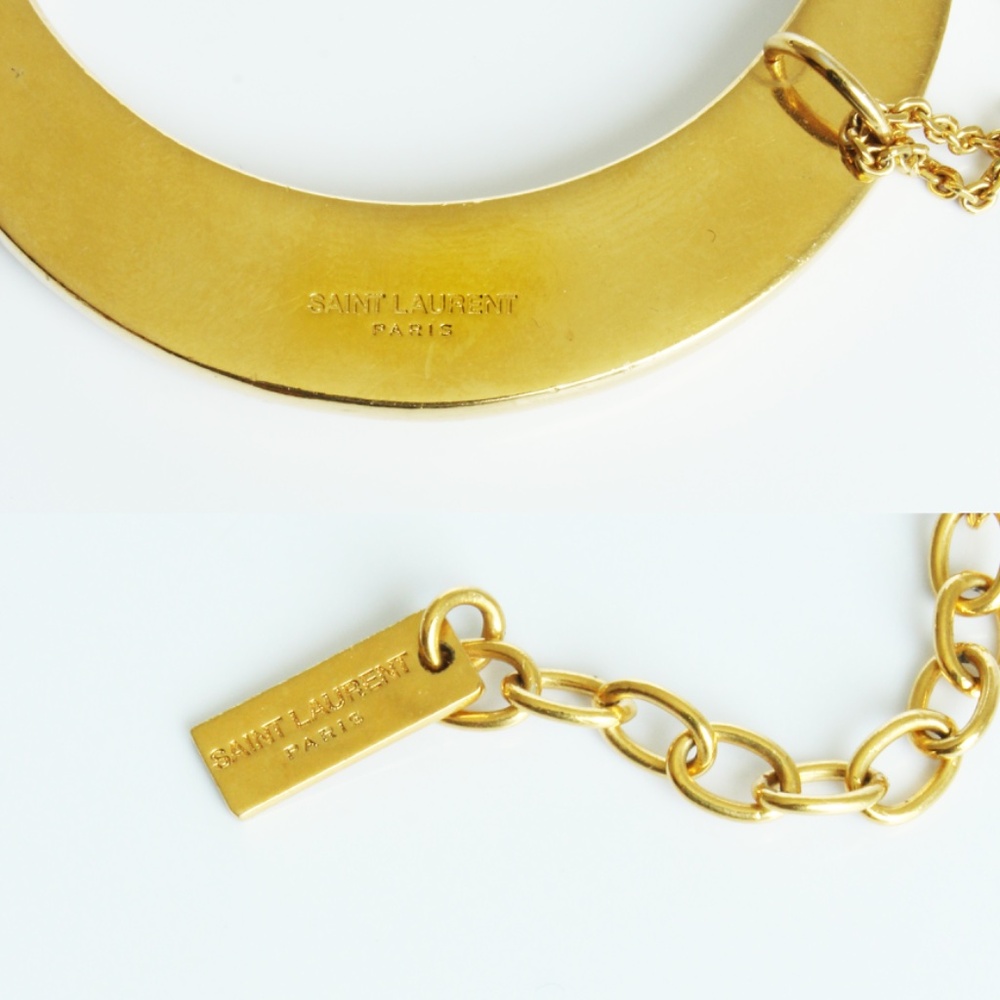 Saint Laurent Crescent Moon Pendant Necklace Oversized Gold Metal Chain VGC - Picture 13 of 13
